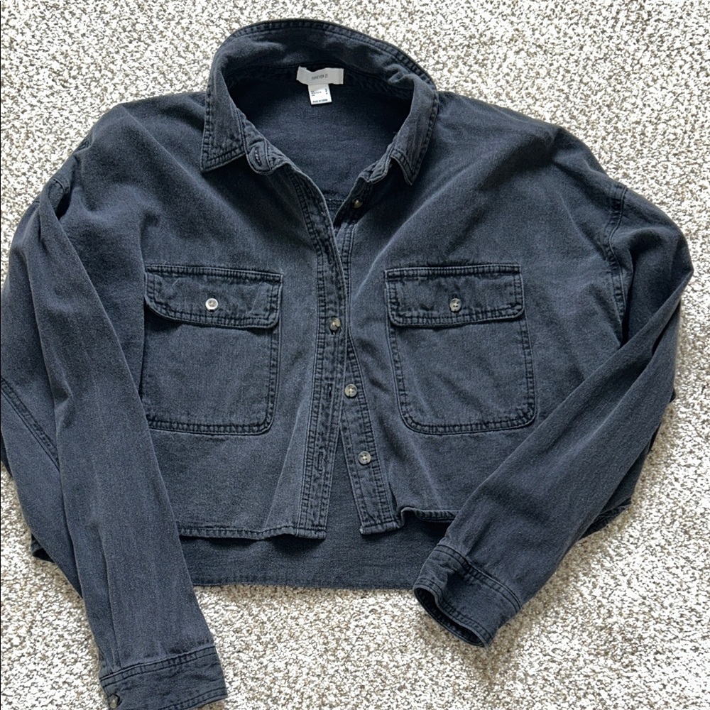 Forever 21 Black Denim Crop Jacket